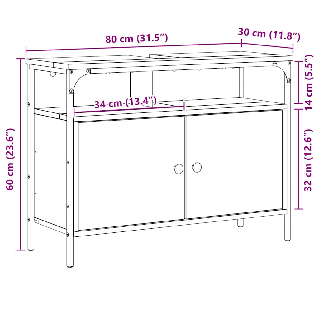 Dulap pentru Chiuveta de Baie cu ușă Maro 80 x 30 x 60 cm GartenMobel Dekor