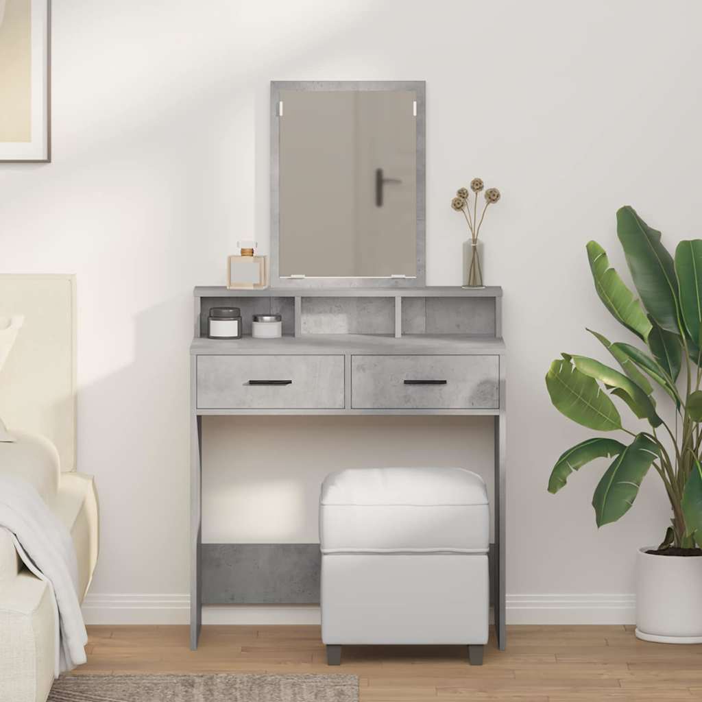 Masă de Machiaj Gri din beton 79 x 41 x 140 cm Lemn compozit GartenMobel Dekor