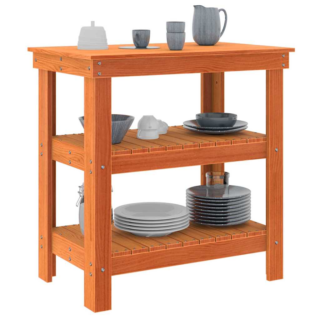 Banc de lucru Maroniu cerat 78,5 x 50 x 80 cm Lemn de pin masiv GartenMobel Dekor