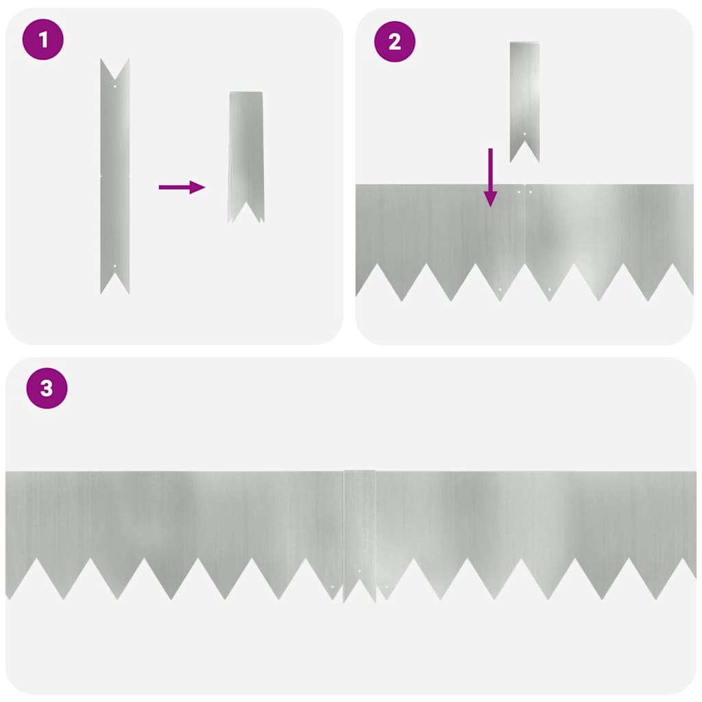 Borduri pentru gazon 50 pcs Argintiu 100 x 0.5 x 15 cm GartenMobel Dekor