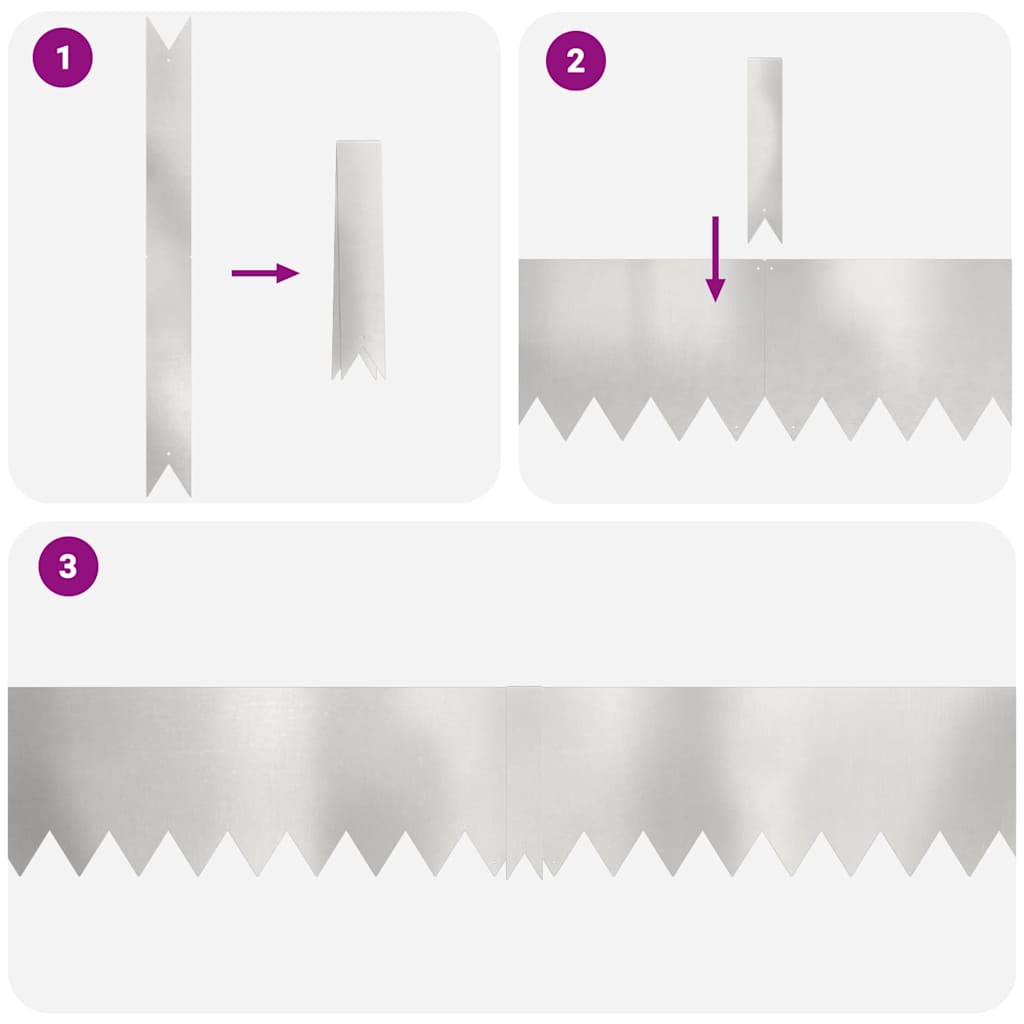 Margine pentru gazon 10 pcs Argintiu 100 x 0.05 x 20 cm GartenMobel Dekor