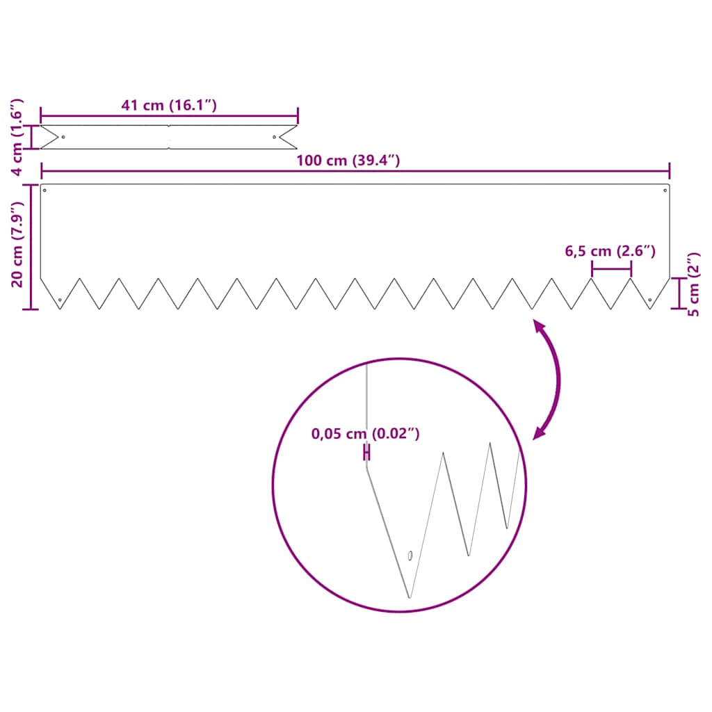 Margine pentru gazon 10 pcs Maro 100 x 0.05 x 20 cm GartenMobel Dekor