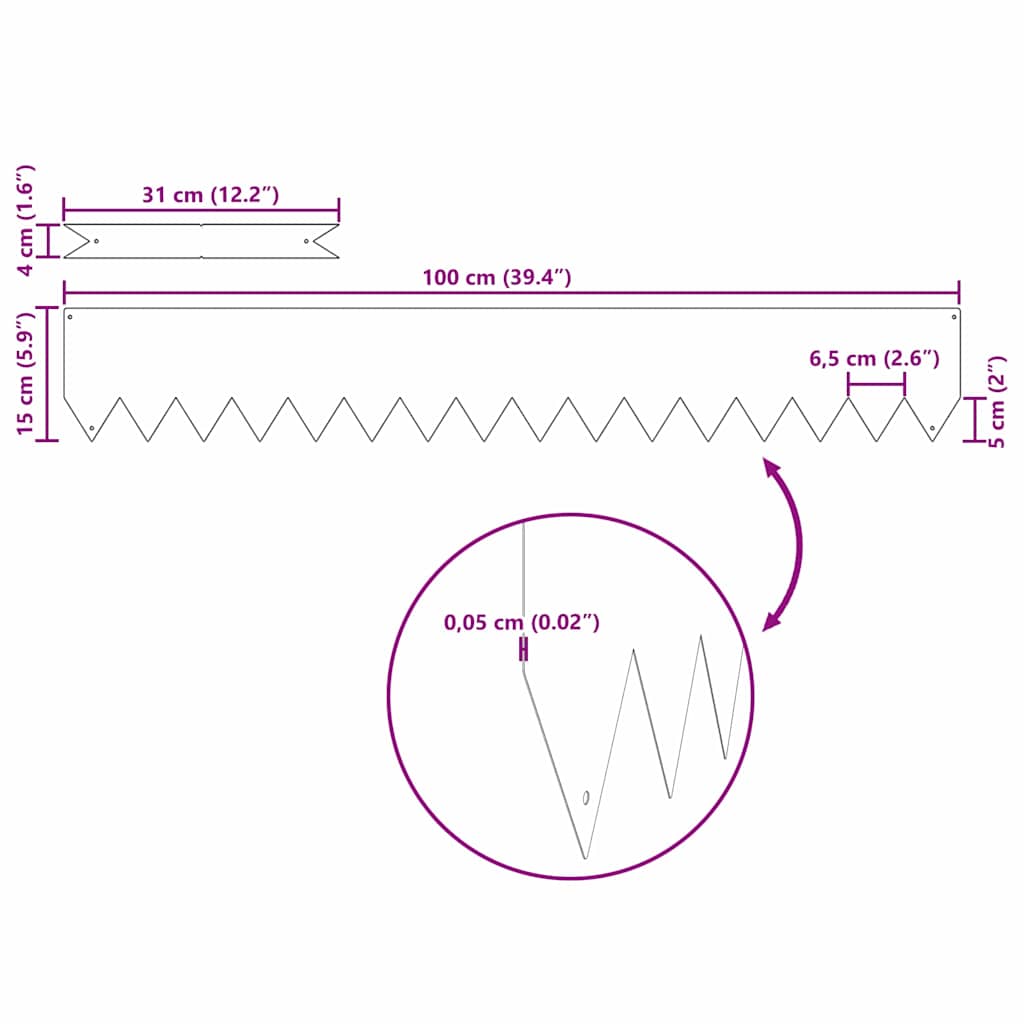 Margine pentru gazon 10 pcs Maro 100 x 0.05 x 20 cm GartenMobel Dekor