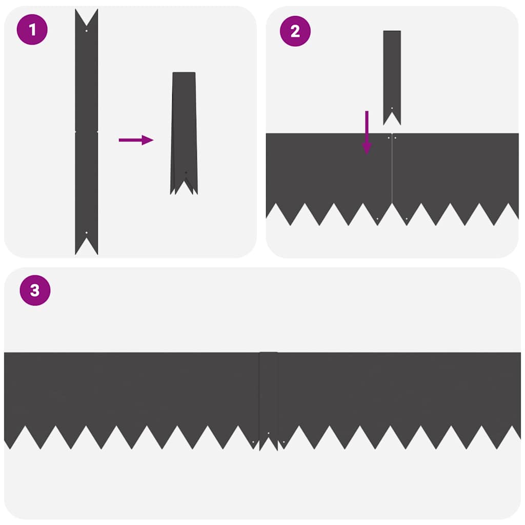 Margine pentru gazon 10 pcs Negru 100 x 0.05 x 20 cm GartenMobel Dekor