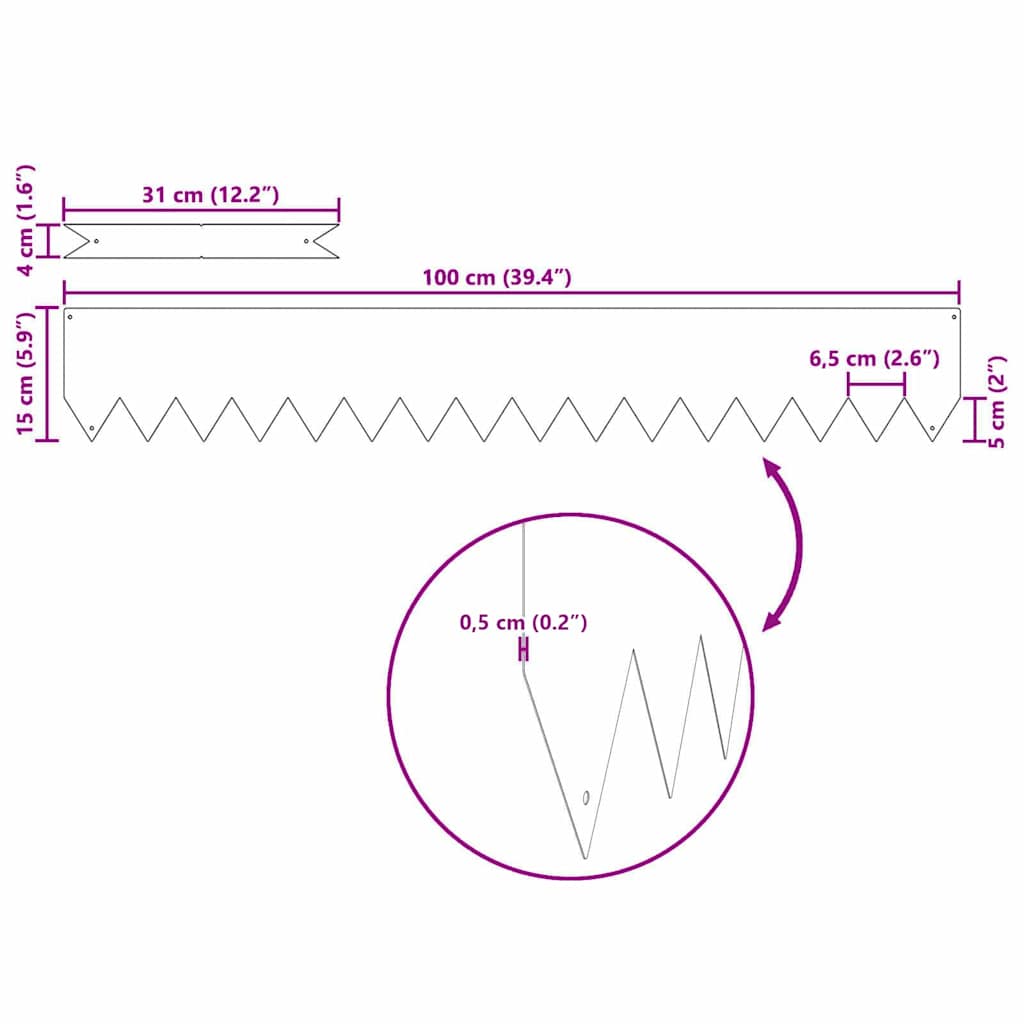 Margine pentru gazon 10 pcs Verde măsliniu 100 x 0.05 x 20 cm GartenMobel Dekor