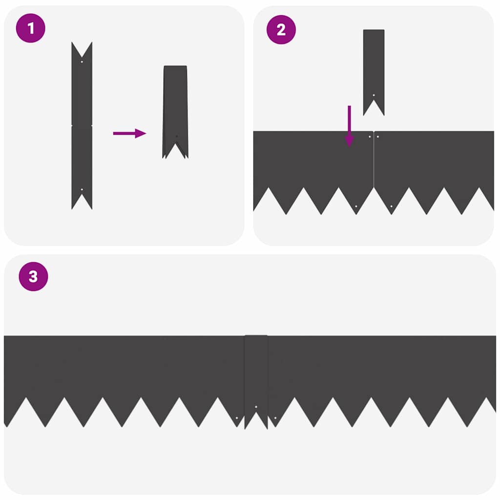 Margine pentru gazon 50 pcs Negru 100 x 0.05 x 20 cm GartenMobel Dekor