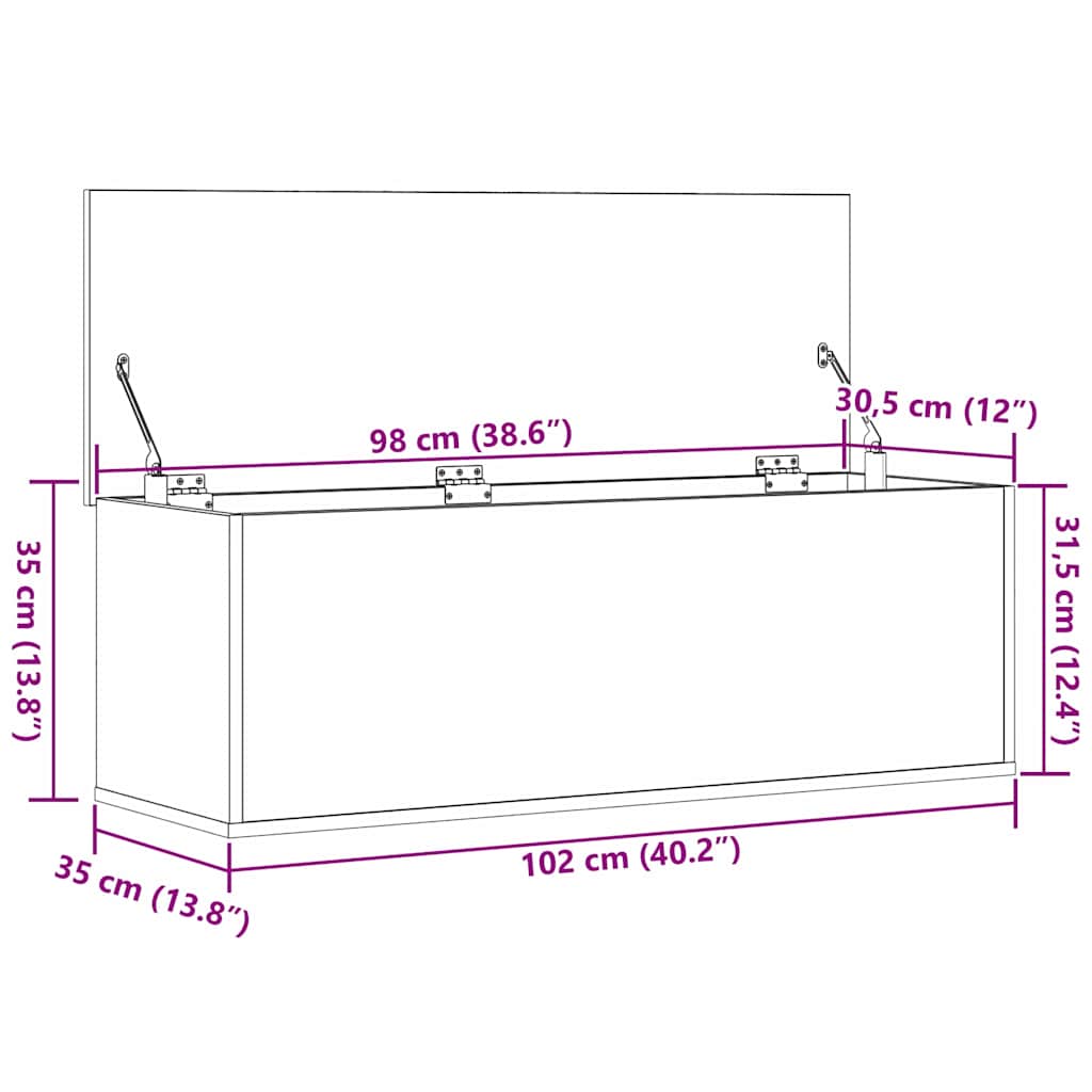 Cutie de depozitare Stejar Artizanal 102 x 35 x 35 cm GartenMobel Dekor