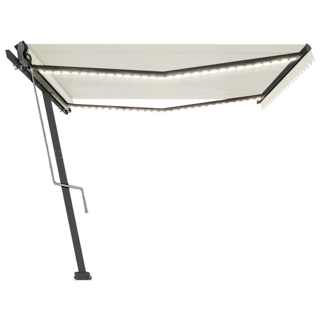 Copertină automată cu senzor vânt & LED, crem, 500x300 cm GartenMobel Dekor