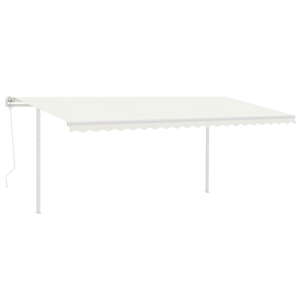 Copertină automată cu senzor vânt & LED, crem, 5x3 m GartenMobel Dekor