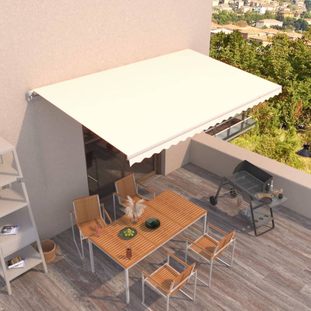 Copertină retractabilă manual, crem, 500x300 cm GartenMobel Dekor