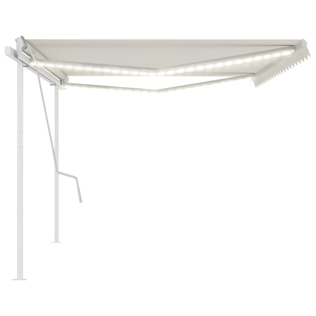 Copertină retractabilă manual, cu LED, crem, 5x3 m GartenMobel Dekor