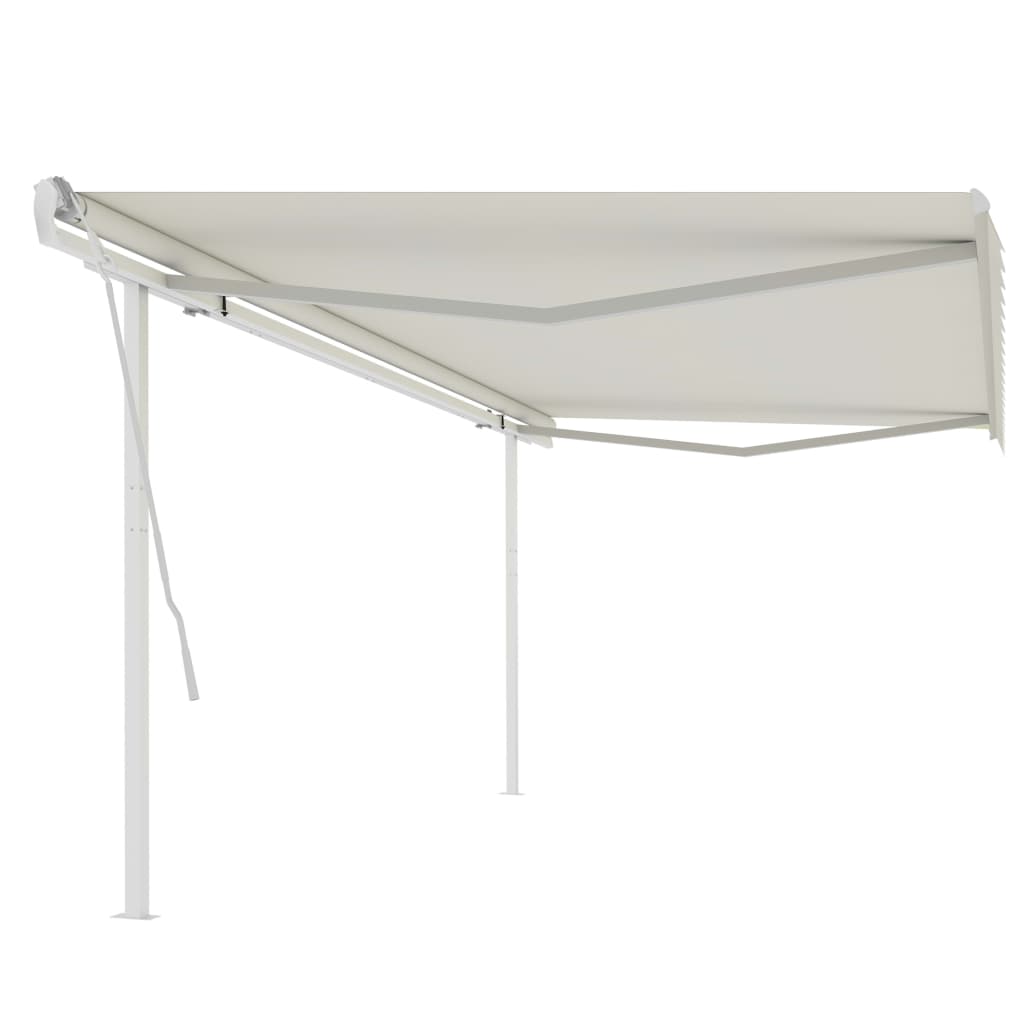 Copertină retractabilă manual, cu stâlpi, crem, 5x3 m GartenMobel Dekor