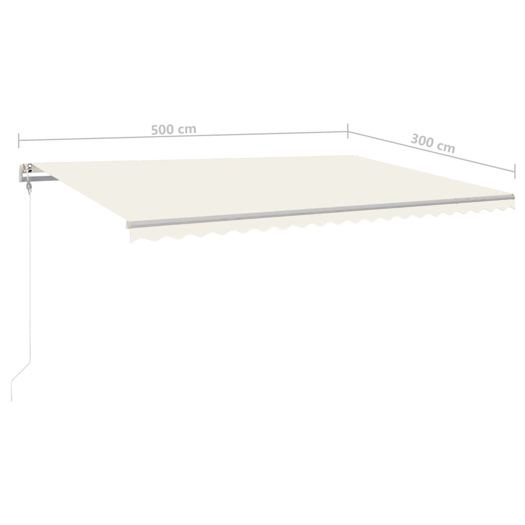 Copertină retractabilă manual, cu stâlpi, crem, 5x3 m GartenMobel Dekor