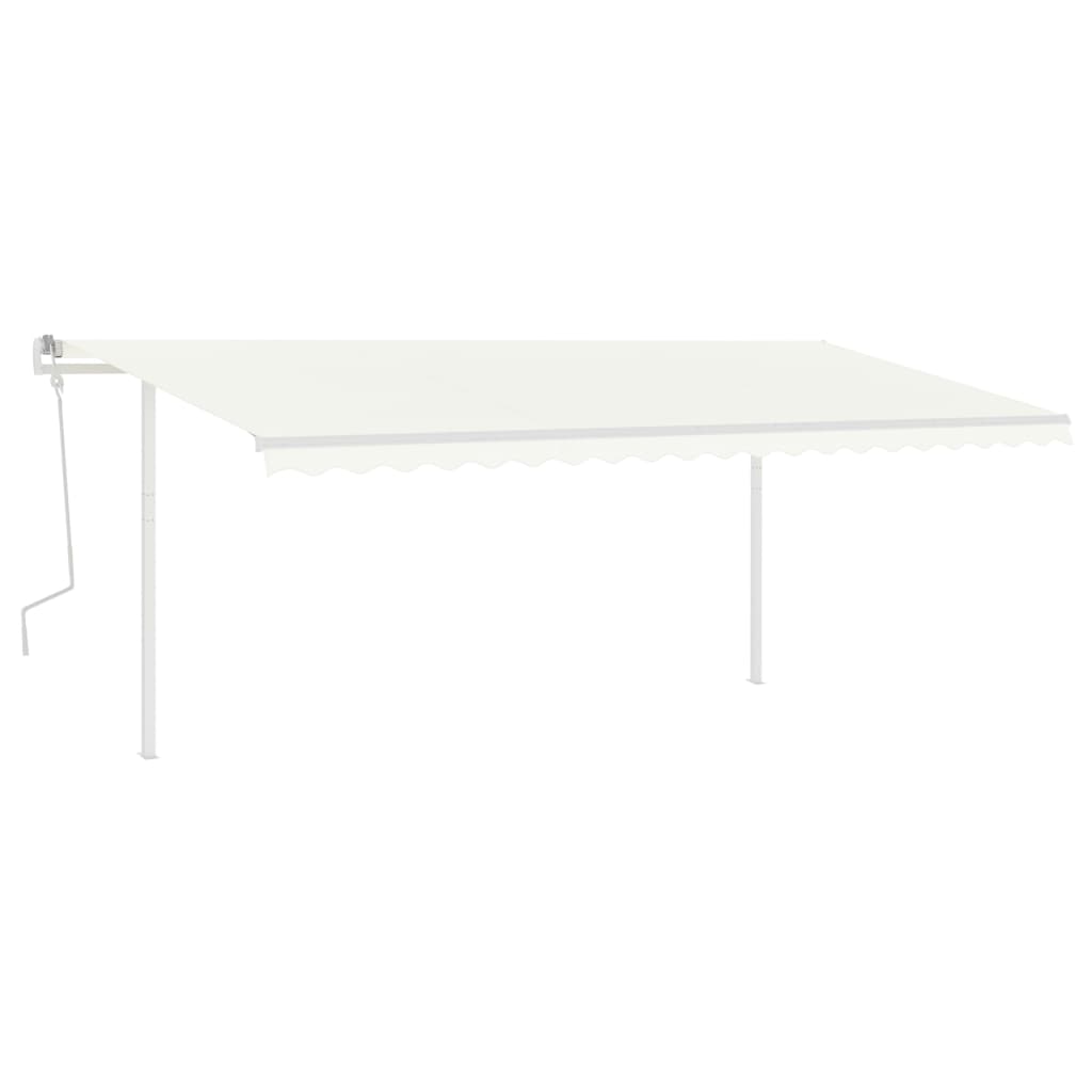 Copertină retractabilă manual, cu stâlpi, crem, 5x3 m GartenMobel Dekor