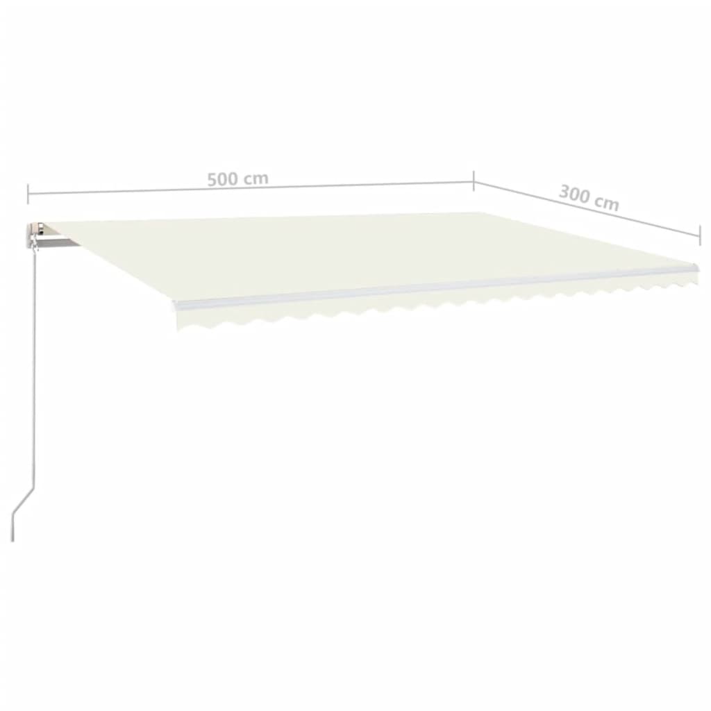 Copertină retractabilă manual cu LED, crem, 500x300 cm GartenMobel Dekor