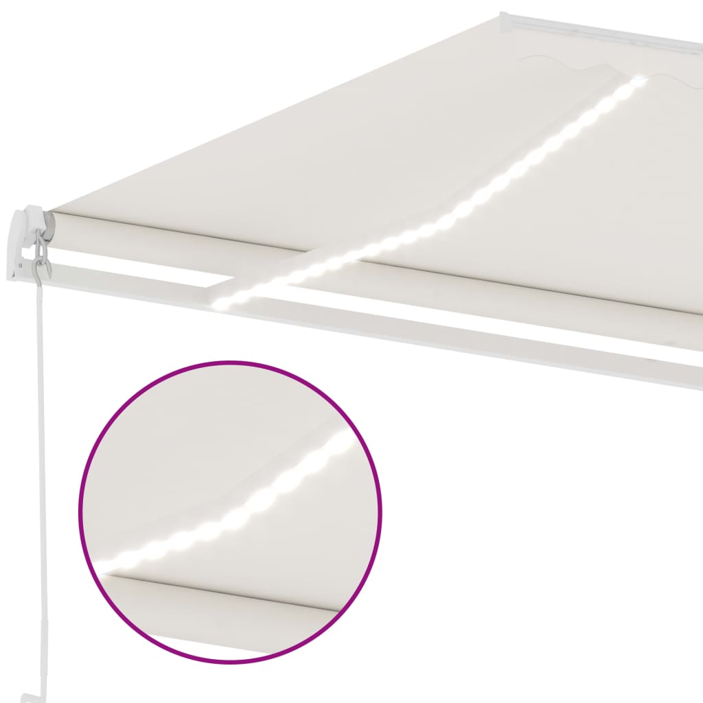 Copertină retractabilă manual cu LED, crem, 500x300 cm GartenMobel Dekor