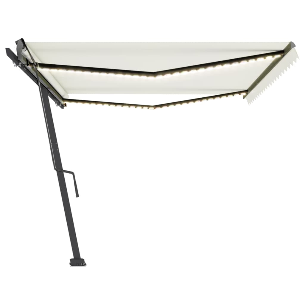 Copertină retractabilă manual cu LED, crem, 500x300 cm GartenMobel Dekor