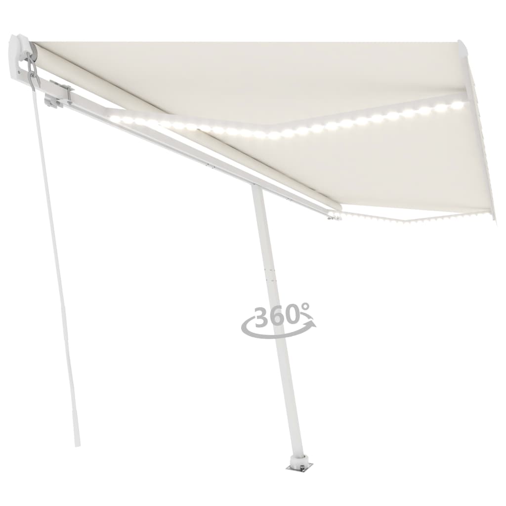 Copertină retractabilă manual cu LED, crem, 500x300 cm GartenMobel Dekor