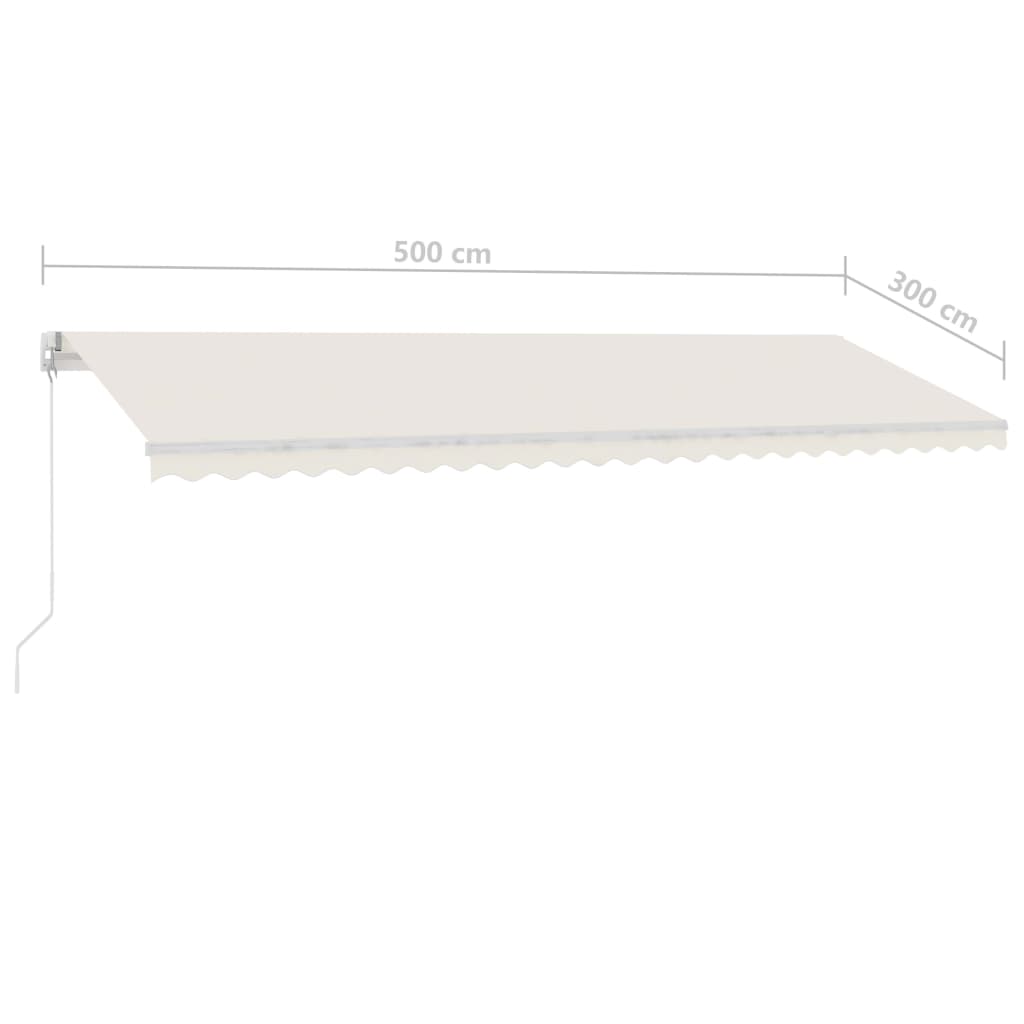 Copertină retractabilă manual cu LED, crem, 500x300 cm GartenMobel Dekor