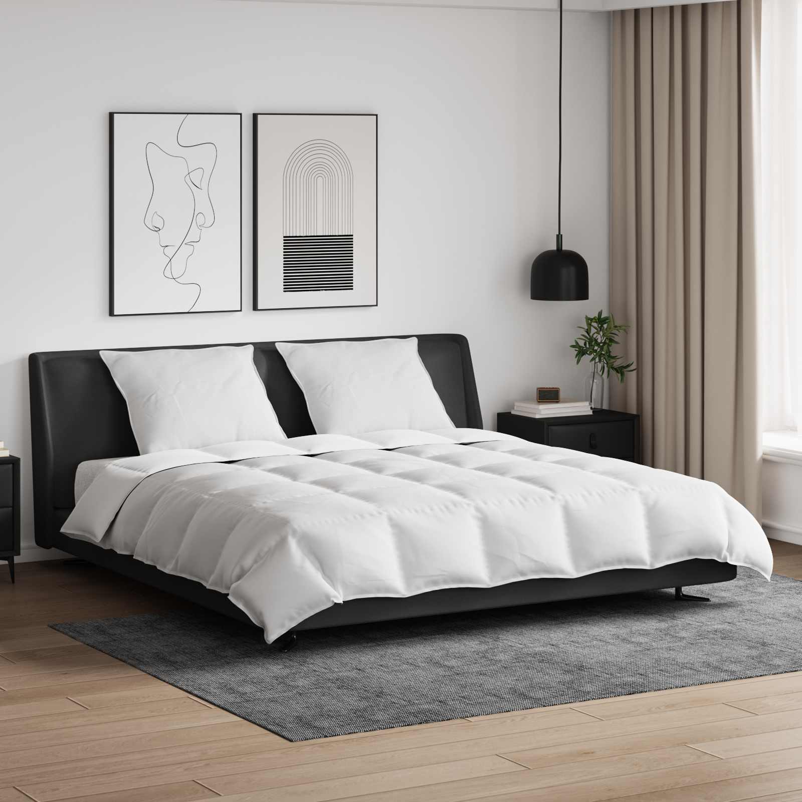 Set de Pături cu pernă 3 pcs Alb Pene de rață GartenMobel Dekor