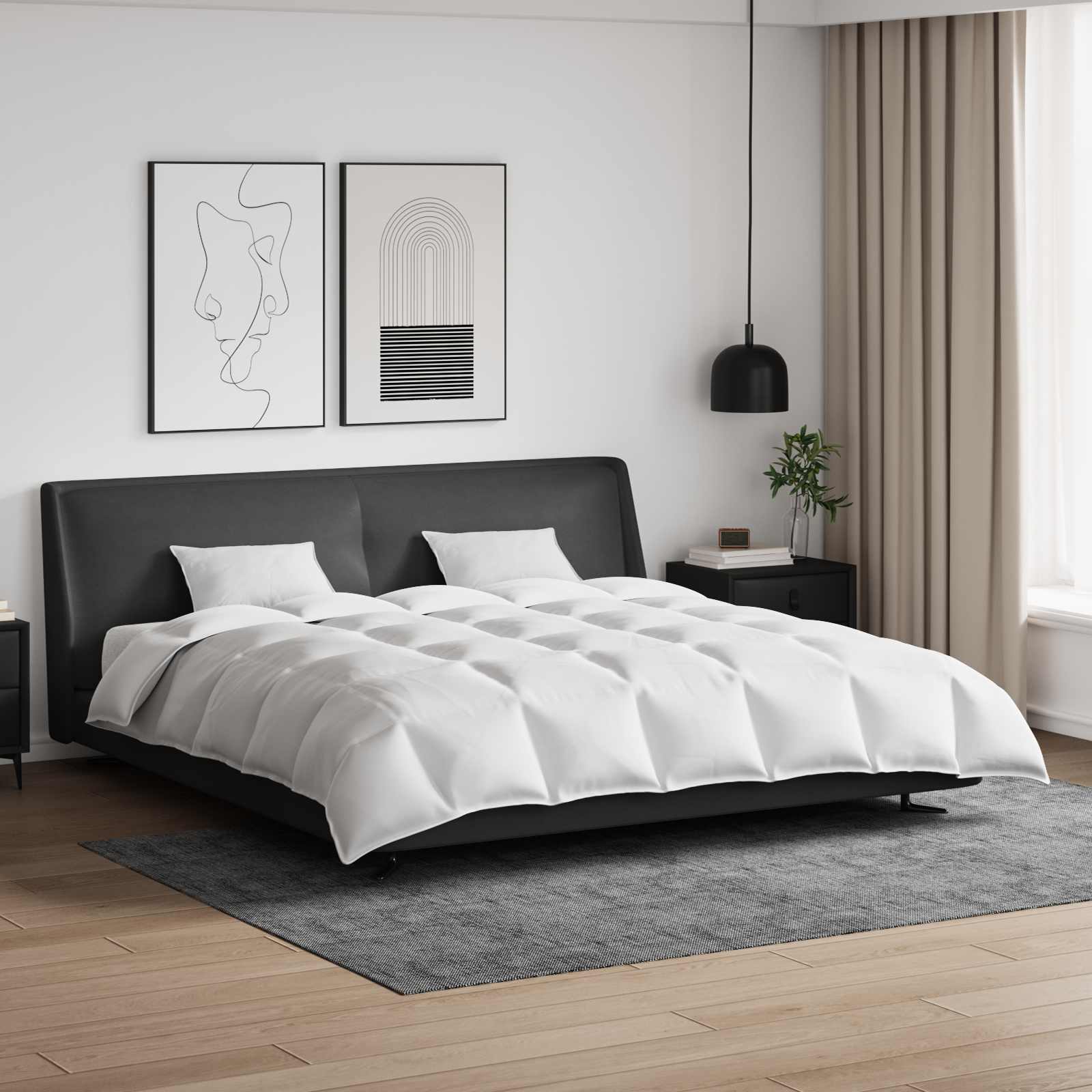 Set de Pături cu pernă 3 pcs Alb Pene de rață GartenMobel Dekor