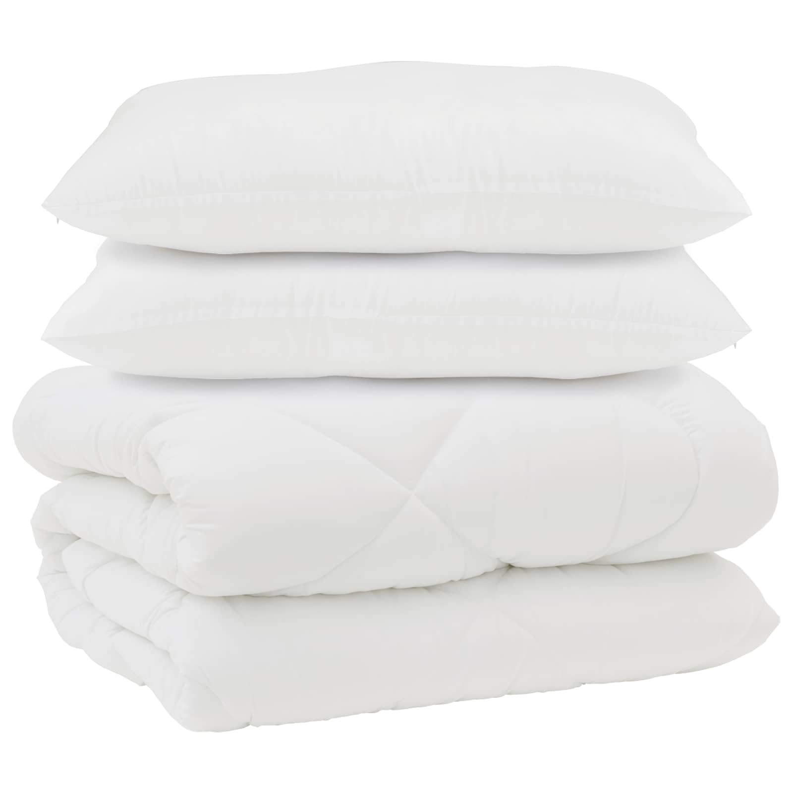 Duvet cu perne cu pernă 3 pcs Alb Microfibră și Pene de Rață GartenMobel Dekor