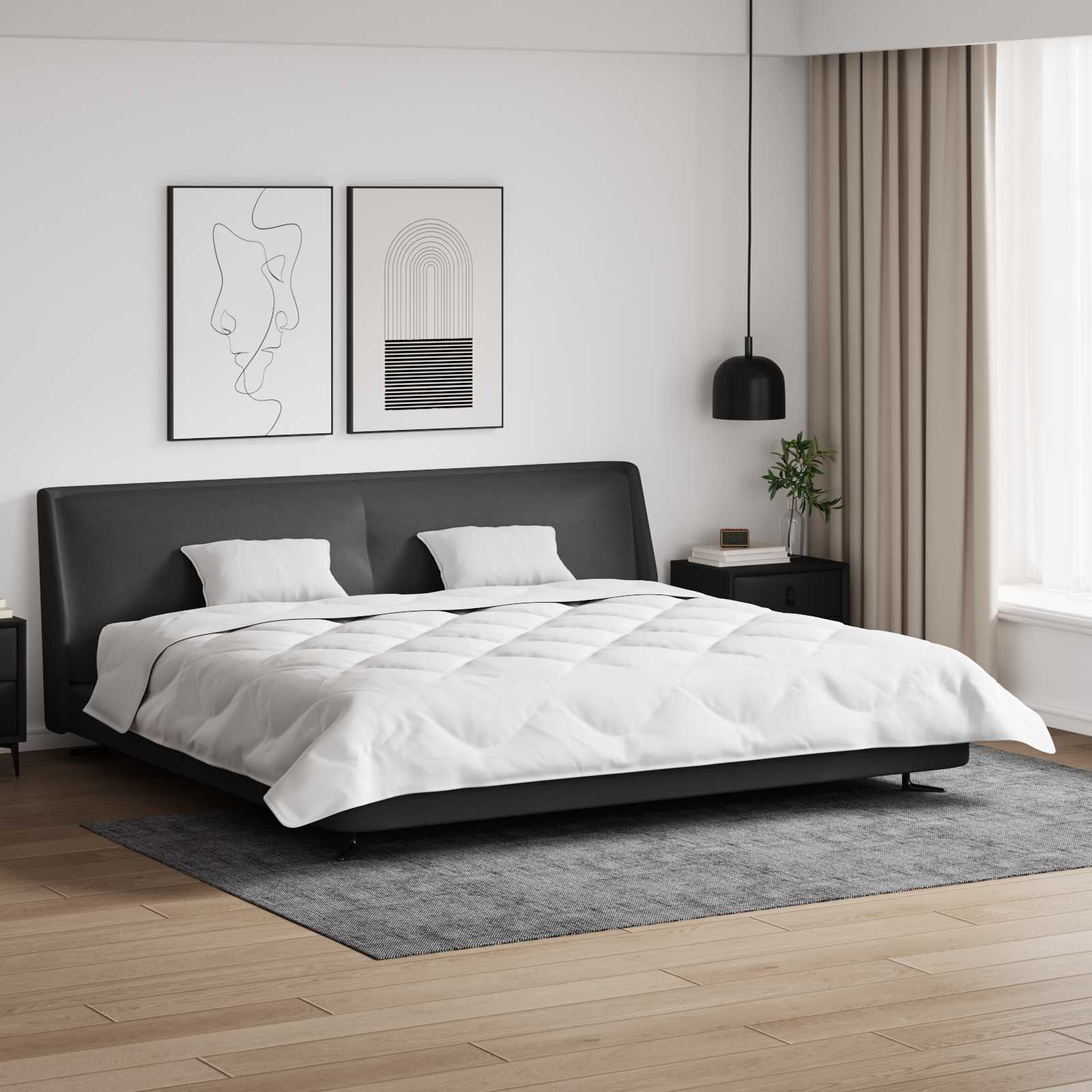 Duvet cu perne cu pernă 3 pcs Alb Microfibră și Pene de Rață GartenMobel Dekor