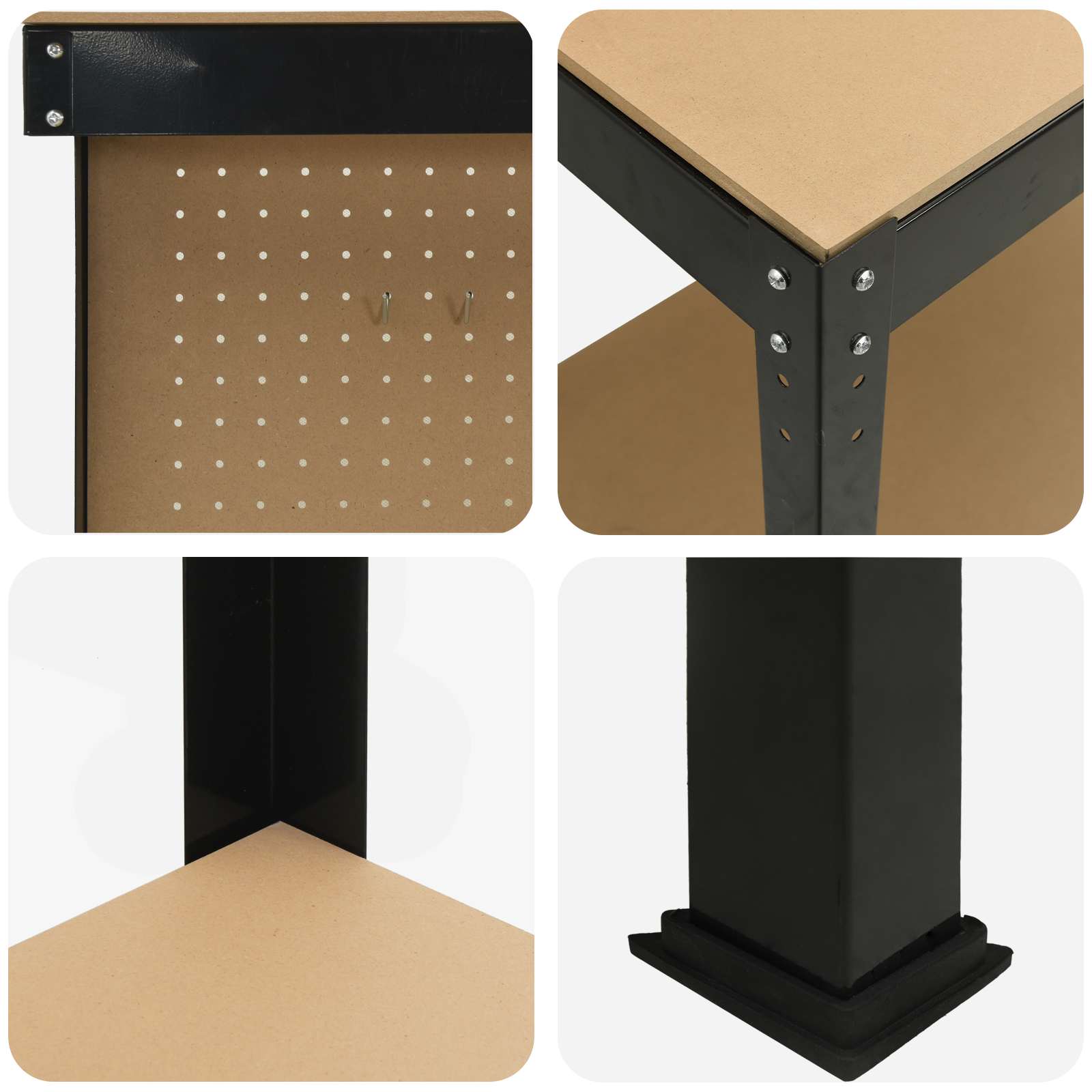 Bănci de lucru cu raft Negru 81 x 41 x 145 cm Lemn compozit GartenMobel Dekor