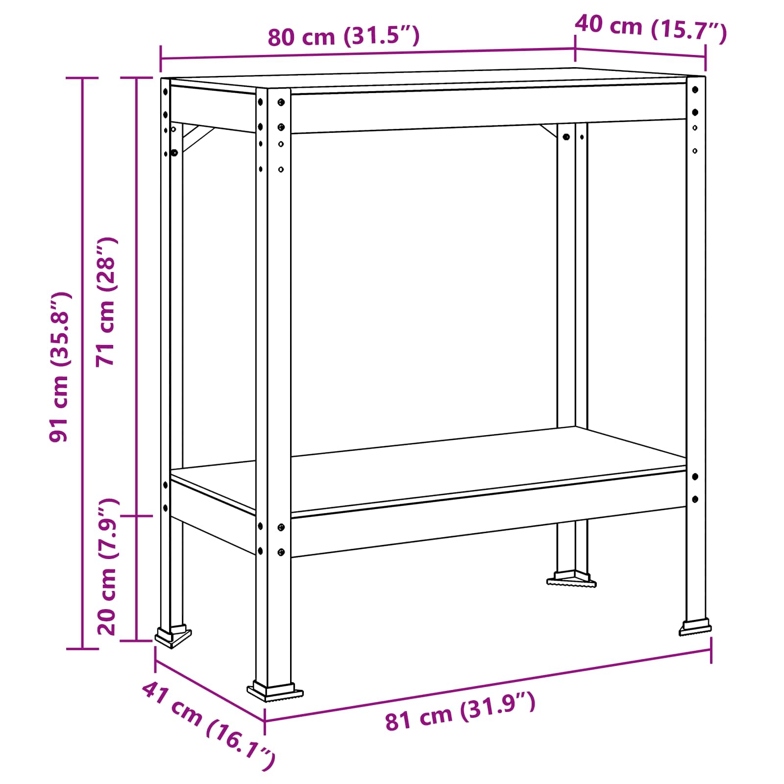 Bănci de lucru cu raft Negru 81 x 41 x 145 cm Lemn compozit GartenMobel Dekor