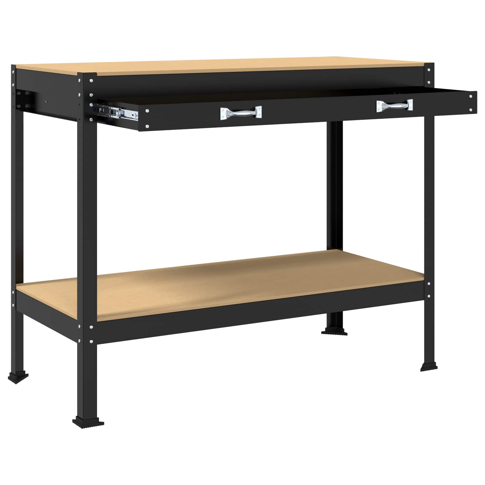 Bănci de lucru cu sertar Negru 81 x 41 x 145 cm Lemn compozit GartenMobel Dekor