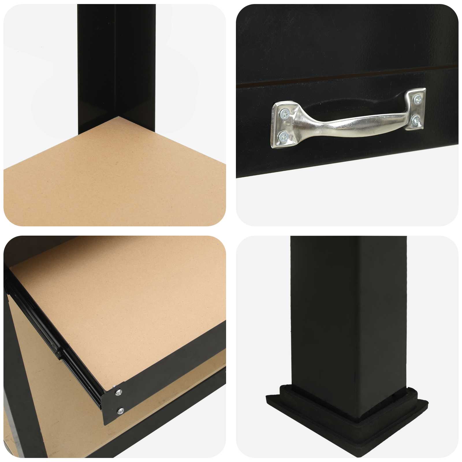 Bănci de lucru cu sertar Negru 81 x 41 x 145 cm Lemn compozit GartenMobel Dekor