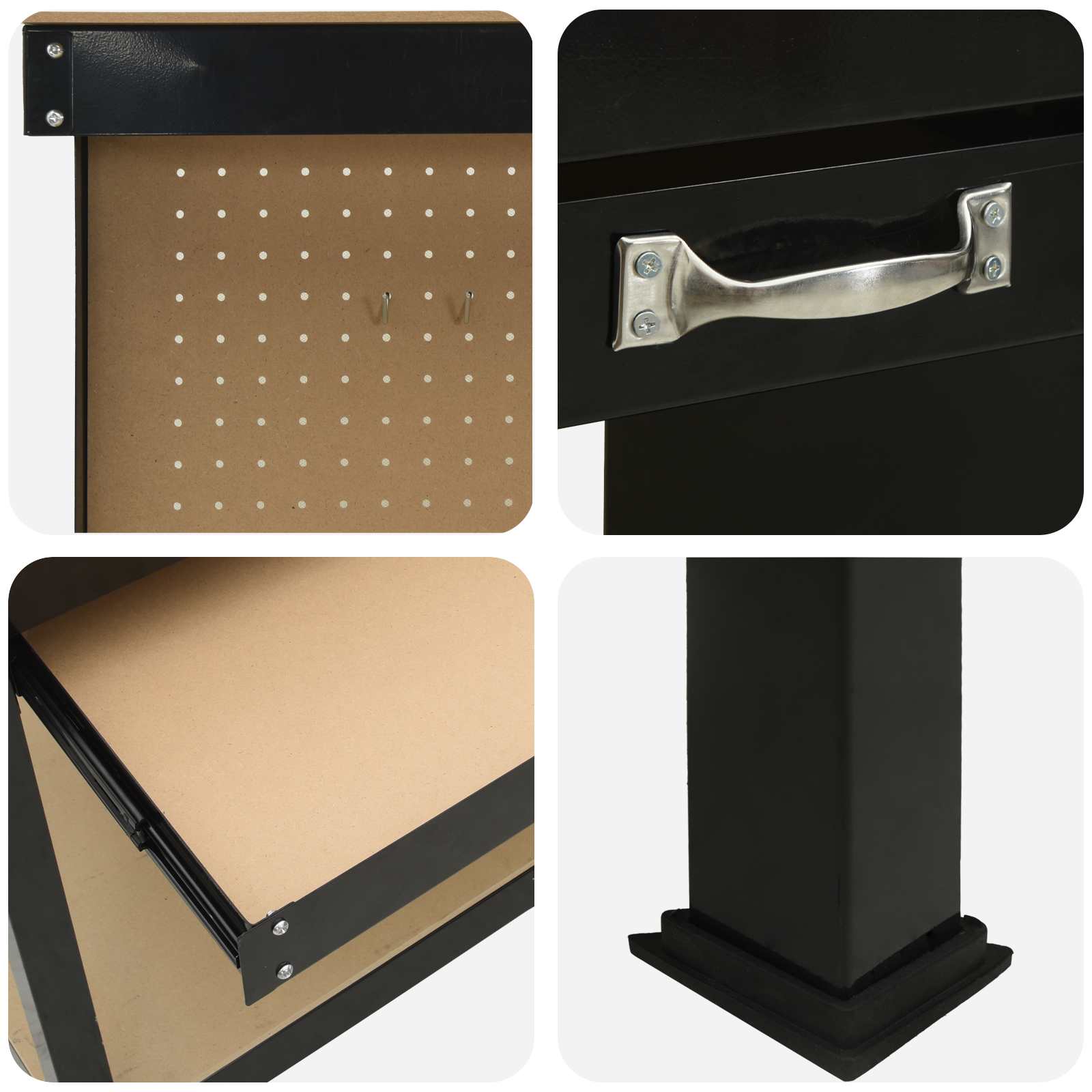 Bănci de lucru cu sertar Negru 81 x 41 x 145 cm Lemn compozit GartenMobel Dekor