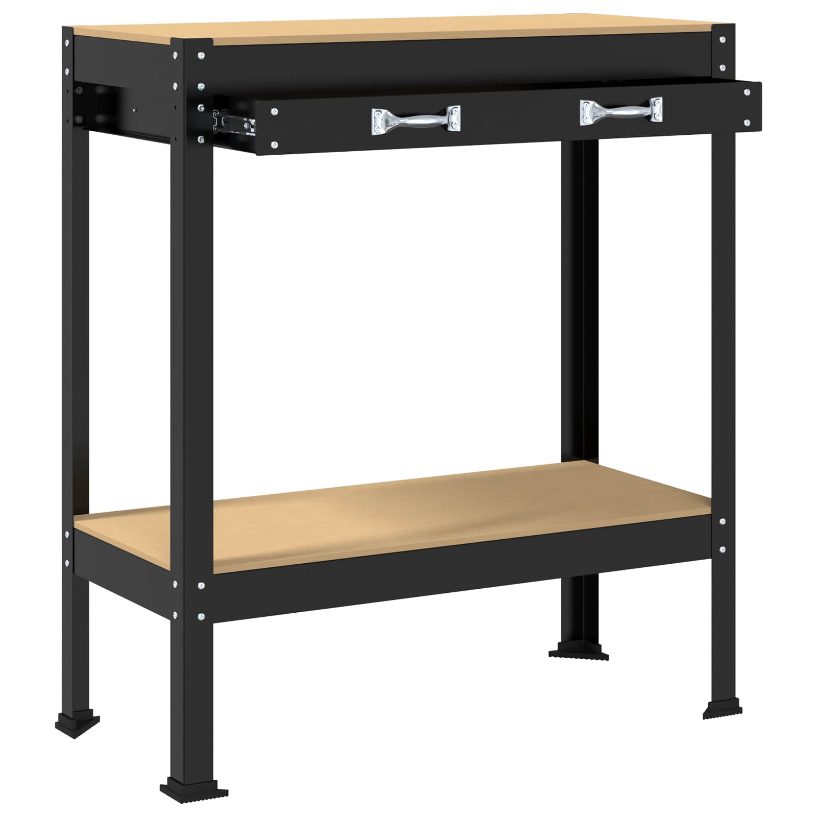 Bănci de lucru cu sertar Negru 81 x 41 x 145 cm Lemn compozit GartenMobel Dekor