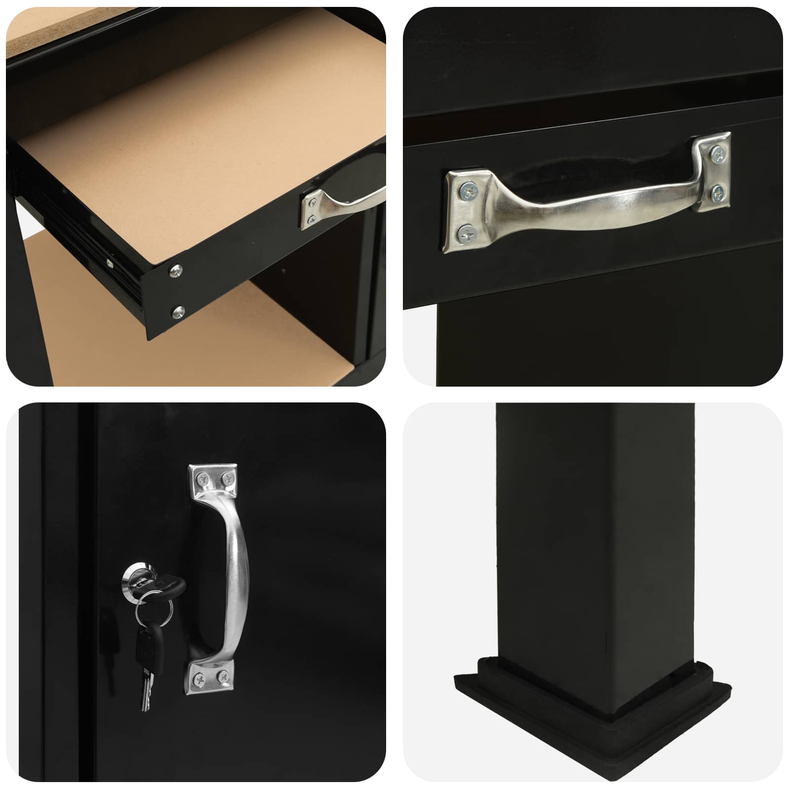 Bănci de lucru cu sertar Negru 81 x 41 x 145 cm Lemn compozit GartenMobel Dekor