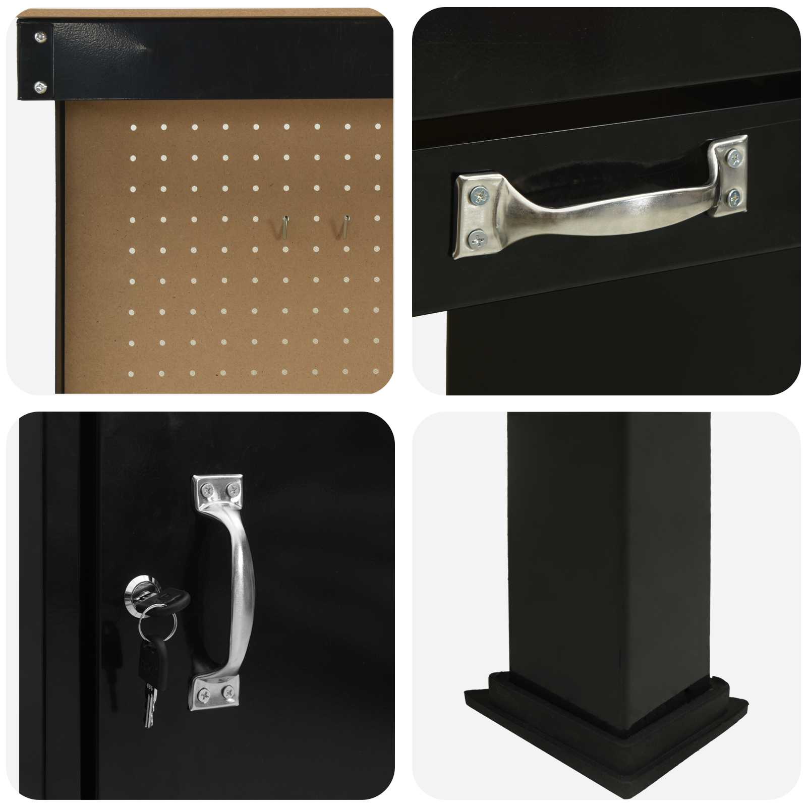 Bănci de lucru cu sertar Negru 81 x 41 x 145 cm Lemn compozit GartenMobel Dekor