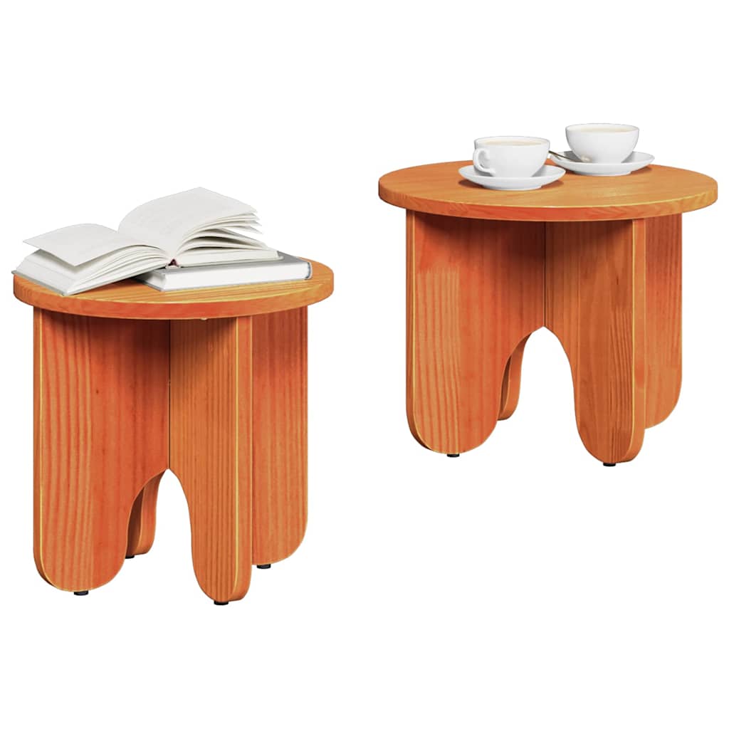 Masă de cafea 2 pcs Maroniu cerat Lemn masiv de pin GartenMobel Dekor