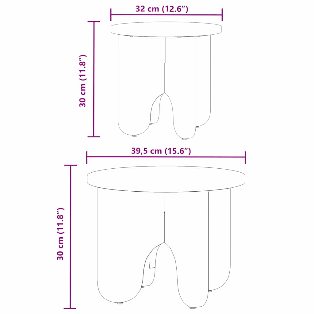 Masă de cafea 2 pcs Maroniu cerat Lemn masiv de pin GartenMobel Dekor