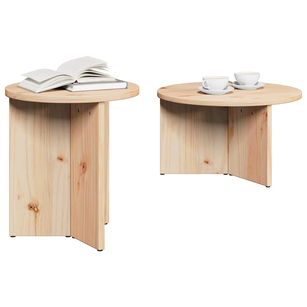 Masă de cafea 2 pcs natural Lemn masiv de pin GartenMobel Dekor