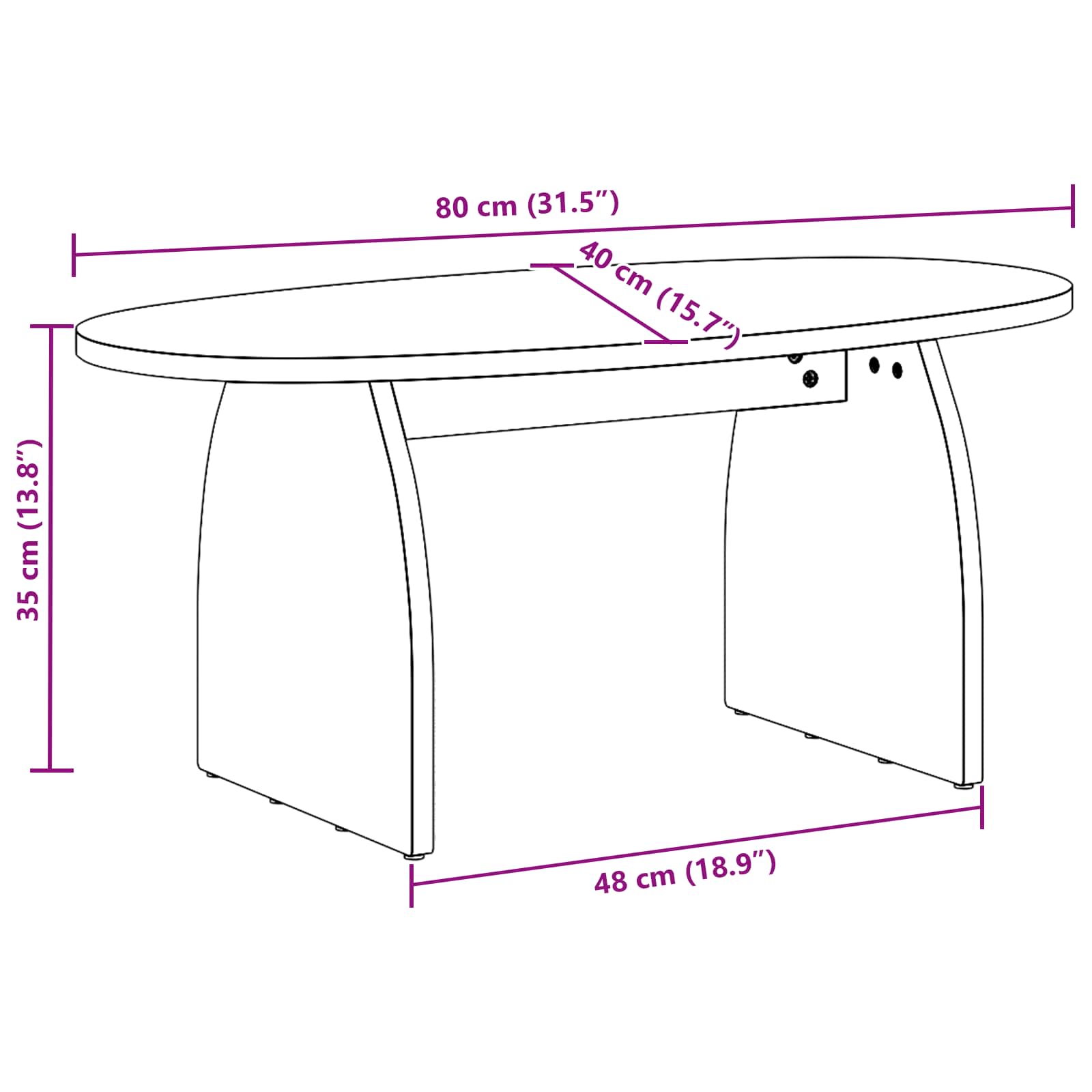 Masă de cafea Maro 80 x 40 x 35 cm Lemn de pin masiv GartenMobel Dekor
