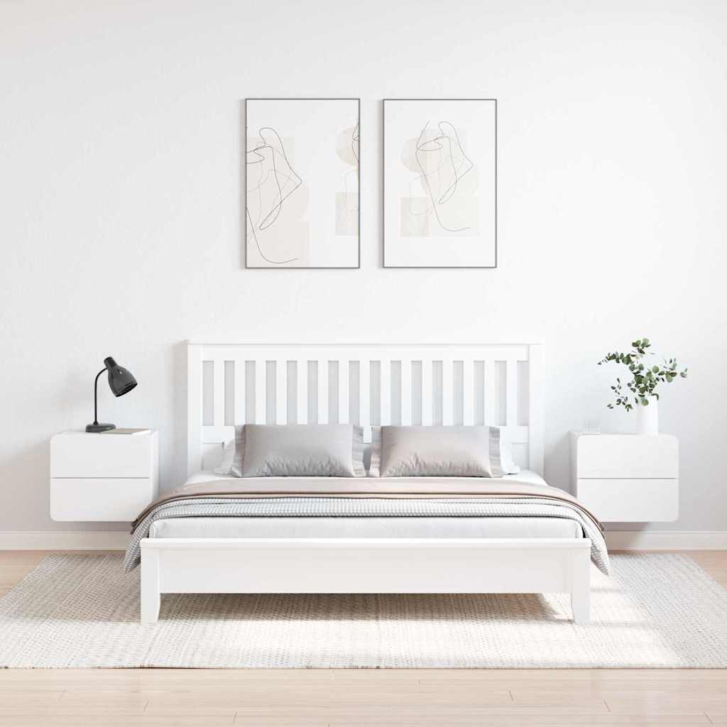 Noptieră cu sertar 2 pcs Alb 39 x 34 x 33 cm Lemn masiv de pin GartenMobel Dekor