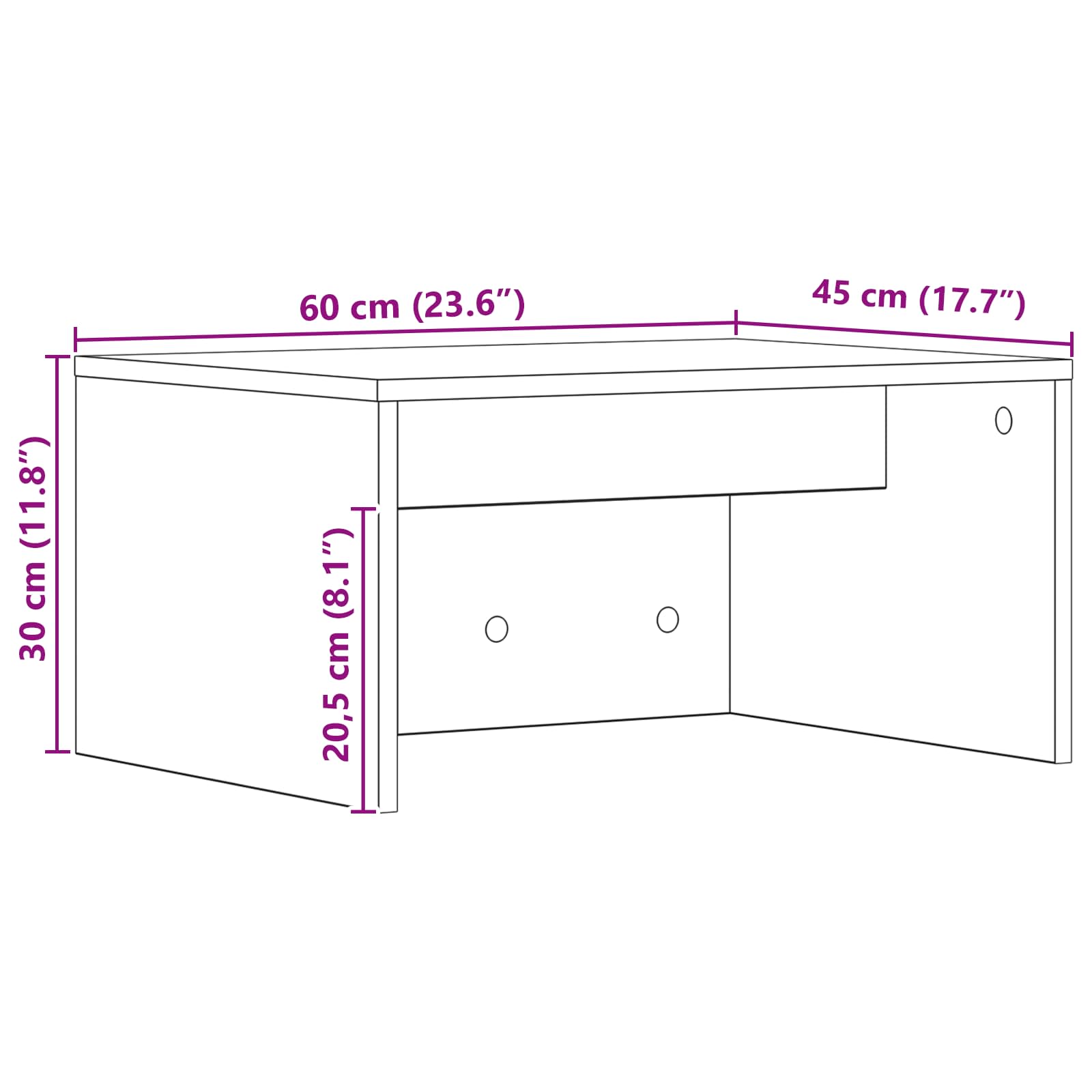 Birou montat pe perete Pe perete Gri din beton 60 x 45 x 30 cm GartenMobel Dekor