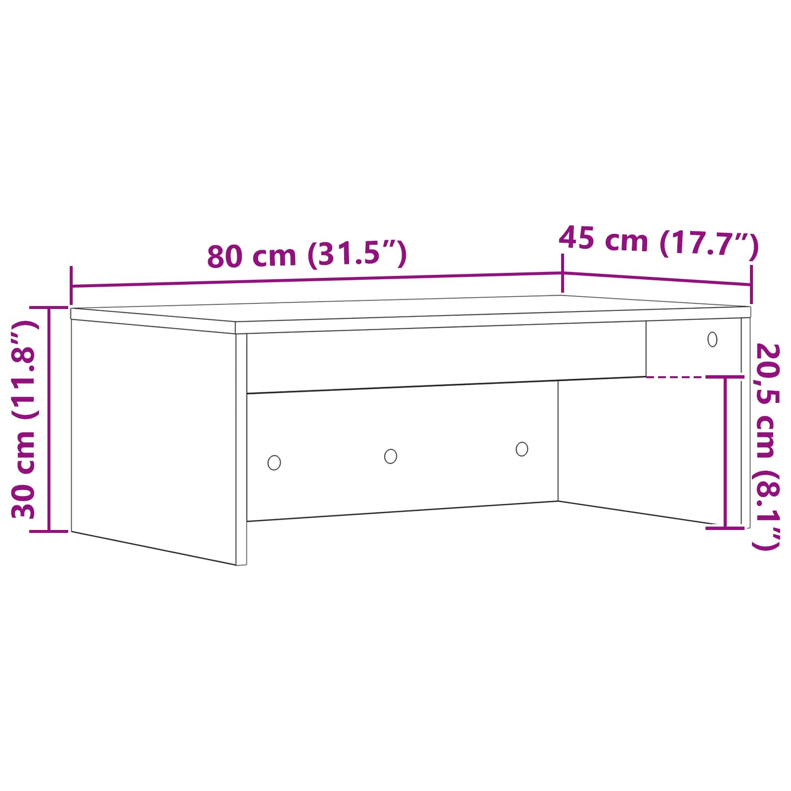 Birou montat pe perete Pe perete Stejar Negru 80 x 45 x 30 cm GartenMobel Dekor