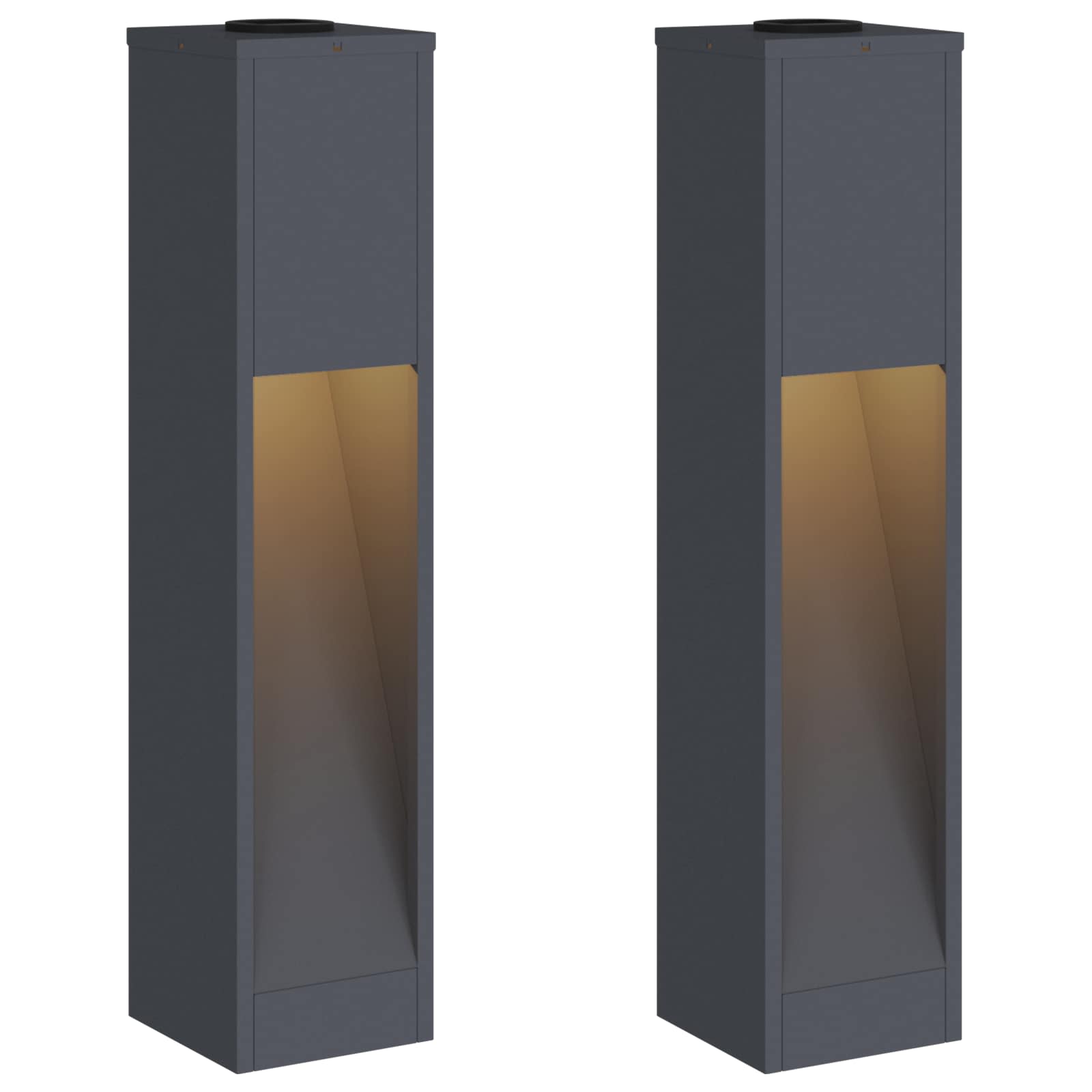 Lampa de parcurs LED solar 2 pcs Antracit Oțel laminat la rece GartenMobel Dekor