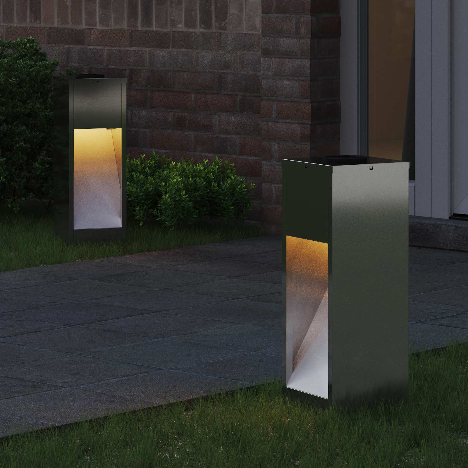 Lampa de parcurs LED solar 2 pcs Galvanizat Galvanizat GartenMobel Dekor