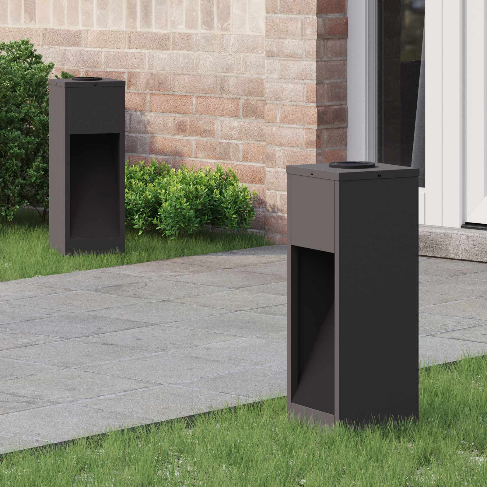 Lampa de parcurs LED solar 2 pcs Negru Oțel laminat la rece GartenMobel Dekor