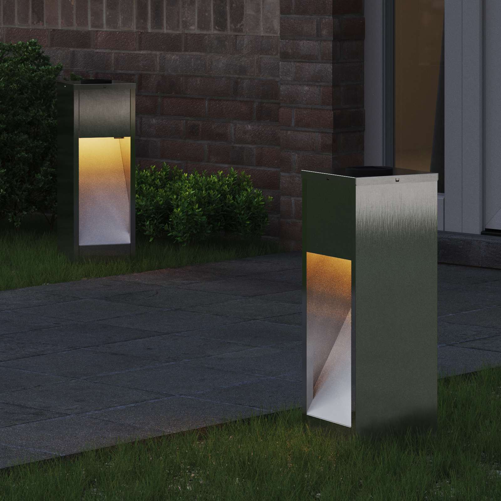 Lampa de parcurs LED solar 2 pcs Oţel inoxidabil GartenMobel Dekor