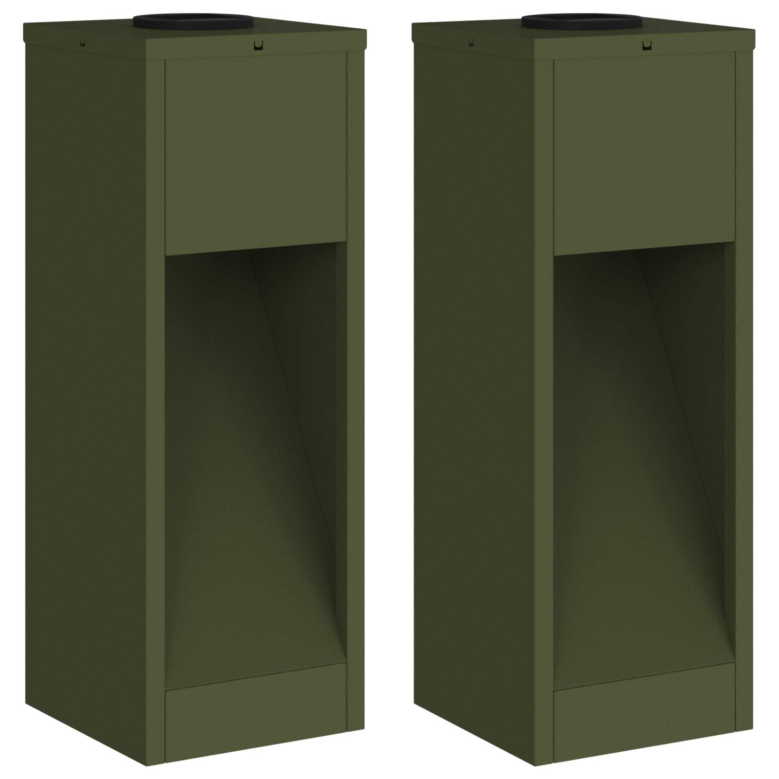 Lampa de parcurs LED solar 2 pcs Verde măsliniu GartenMobel Dekor