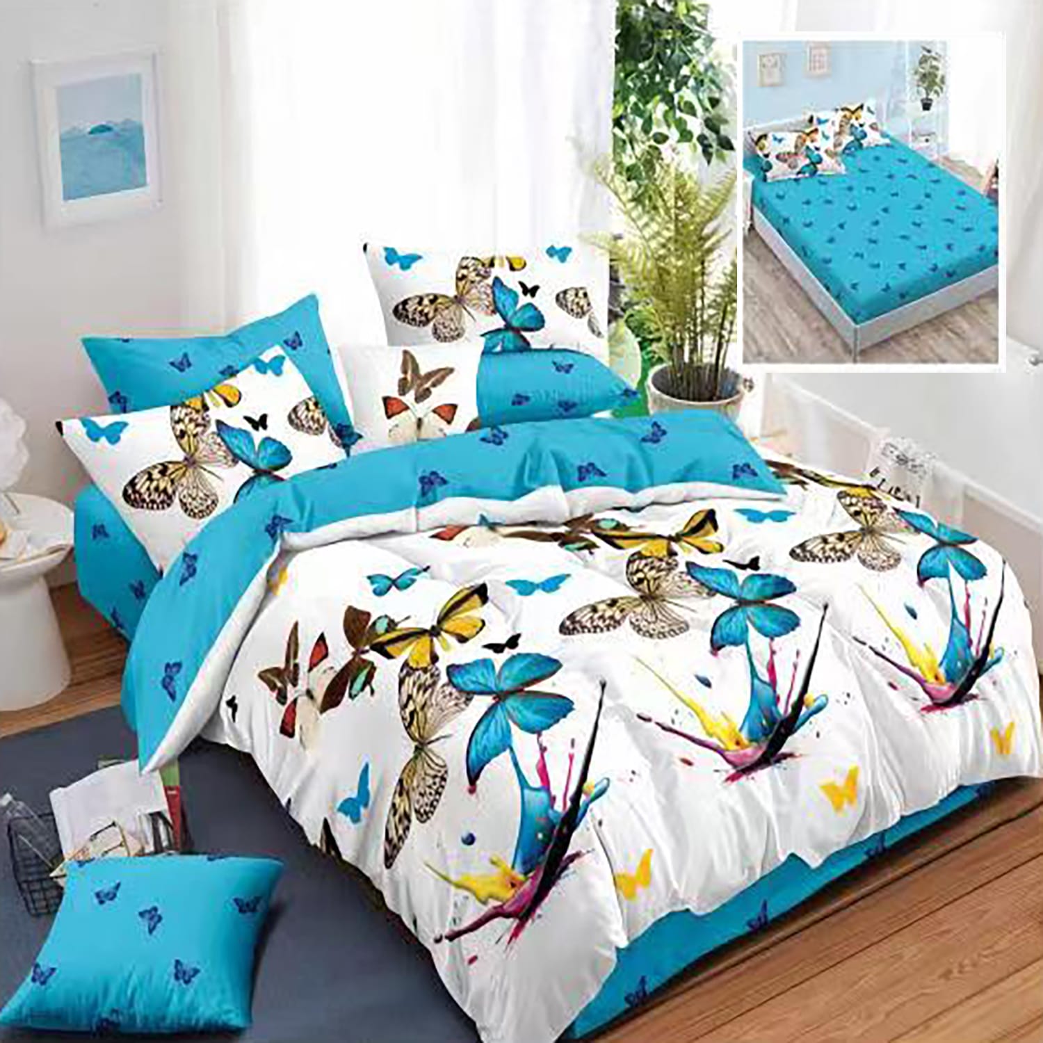 Lenjerie de pat finet 6 piese, cearceaf pat cu elastic, cearceaf pilota 200x230, 2 fete perna 50x70, 2 fete perna 70x70, Extra, Galaxy Relax KipRoom