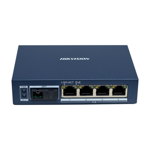 Mediaconvertor Gigabit 4 x RJ45 PoE, 1 x SC Single-Mode Bi-directional, 20 km - HIKVISION DS-3D504TP-A SafetyGuard Surveillance