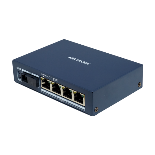 Mediaconvertor Gigabit 4 x RJ45 PoE, 1 x SC Single-Mode Bi-directional, 20 km - HIKVISION DS-3D504TP-A SafetyGuard Surveillance